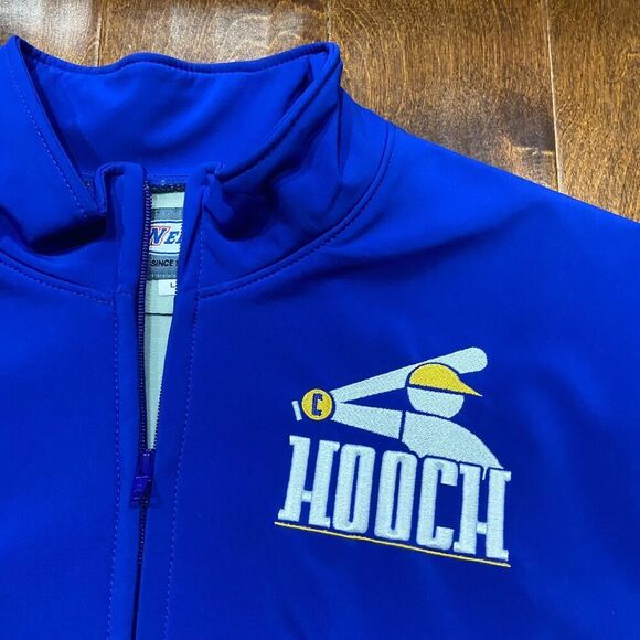 Neff Athletic Royal Blue White Baseball Full Zip HOOCH Embroidered Jacket Mens L - Picture 2 of 9